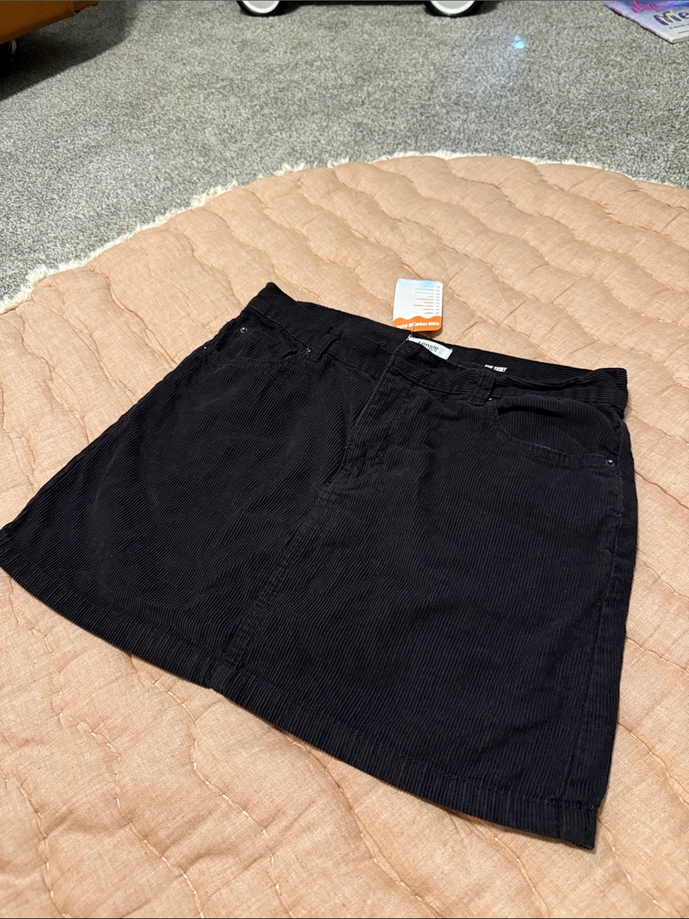 Kensie Black Corduroy Mini Skirt